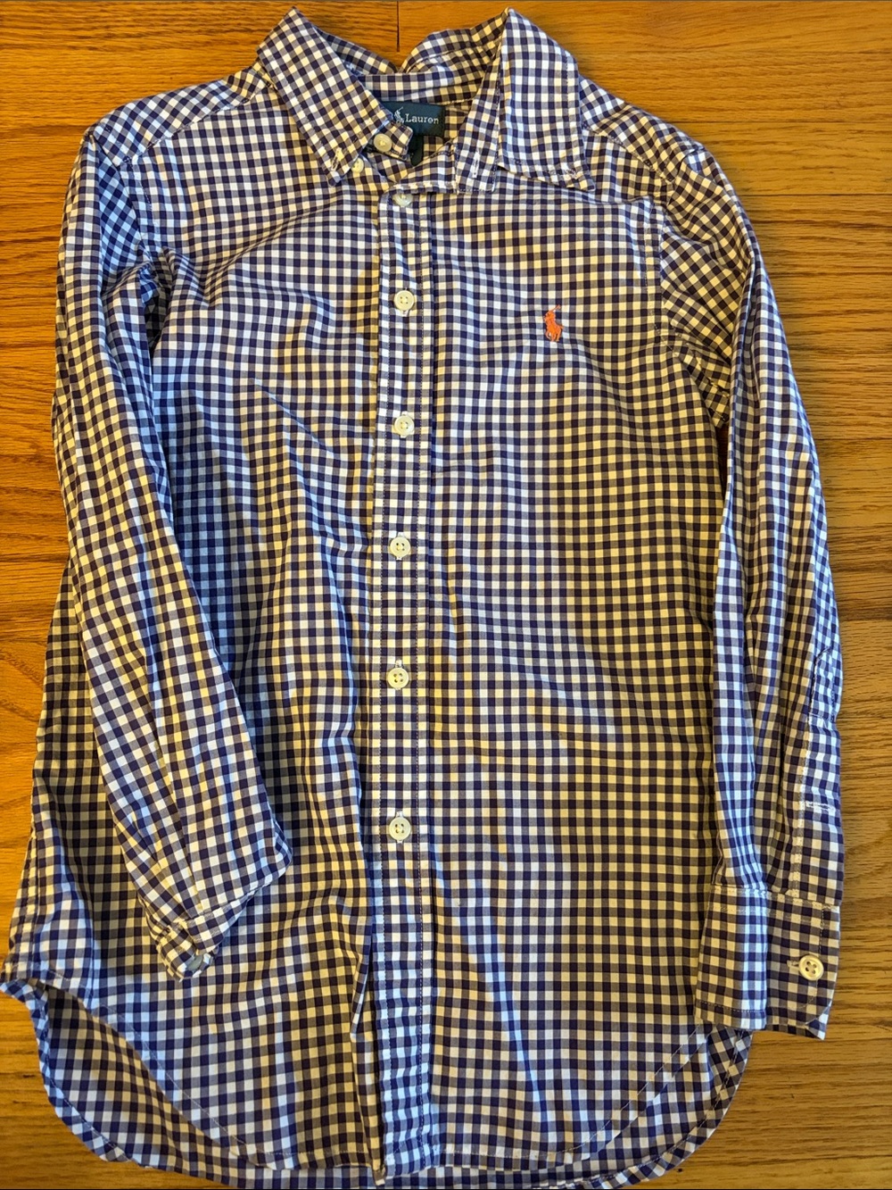 Polo by Ralph Lauren Navy & White Gingham Button-Down Shirt Boys long sleeve
